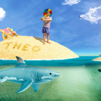 Papa se prélasse sur l'île déserte de Theo